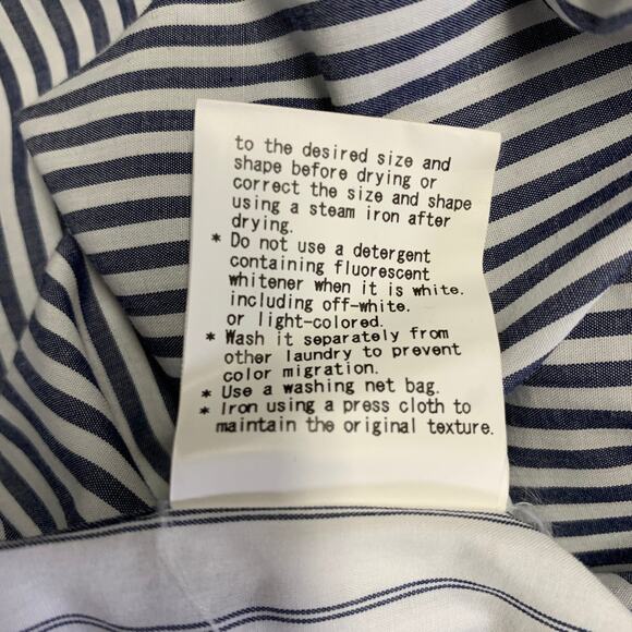 SAGE DE CRET Size M White Grey Stripe Cotton Mixed Pattern Long Sleeve Shirt - Picture 7 of 7